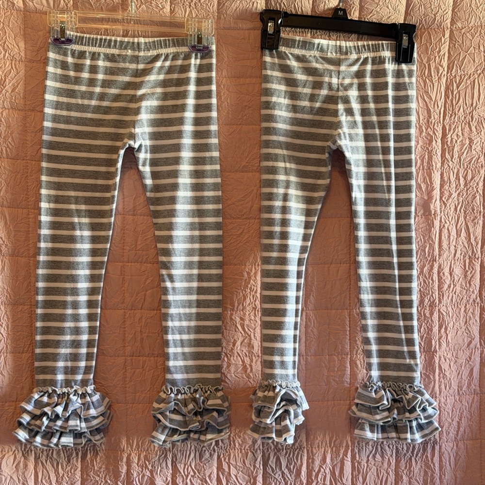 Striped Ruffle Leggings perfect for twins